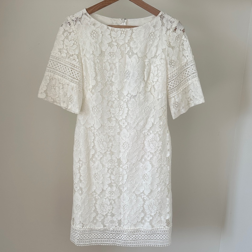 Lauren Ralph Lauren Elegant White Lace Mini Shift Dress